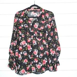 Torrid skull and floral button up blouse Plus size 1X womans